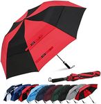 G4Free 62inch Portable Golf Umbrella Automatic Open Large Oversize Vented Double Canopy Windproof Waterproof Sport Umbrellas(Red/Black)
