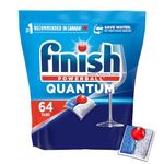 Finish Power Ball Quantum Dishwasher Detergent Pods, No pre sinse needed, For Deep clean & sparkling shine, 64 Tabs