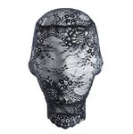 Lace Full Face Masquerade Mask Mesh Headwear Rave Hollow Out Head Covers Black Body Chains Halloween See Through Costume Party Outfits