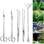 lehom Aquatic Plant Tools 5 Pieces Aquarium Plant Tweezers Fish Tank Stainless Steel Plant Tool Set Aquarium Aquascaping Tweezers Scissors Substrate Spatula Kit