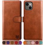 SUANPOT for iPhone 13 6.1" RFID Blocking Wallet case Credit Card Holder,Flip Book PU Leather Phone case Shockproof Cover Cellphone Women Men for Apple iPhone 13 case Wallet (Light Brown)