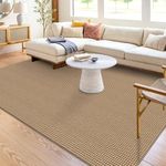 KOZYFLY Boho Rugs for Living Room 6X9 ft Washable Big Area Rug for Bedroom Natural Large Floor Carpet Rubber Backed Braided Rug Cotton Area Rugs for Dining Room Bedroom Living Room