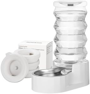 RIZZARI UpgradedI 8L Gravity Stainless Steel Pet Waterer and Replacement Filters Bundle