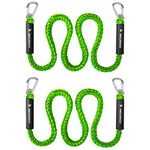 Obcursco Bungee Dock Line, Jet Ski Dock Line with Double 316 Stainless Steel Clips, Boat Snubber Docking Rope for PWC, Boat Accessories for Yamaha Waverunner, Seadoo, Kayak, 2 Pack (Yellow/Green, 4ft)