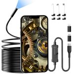 Ennovor Endoscope Inspection Camera, 1920P Flexible Rigid Endoscope, 8 LED Borescope, USB No WiFi Snake Camera, Waterproof IP67 Tube Sink Pipe Drain Camera, for Android iOS iPhone iPad Samsung,16.5FT