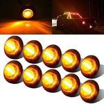 10pcs 3/4'' Round LED Marker Clearance Lights, 12V Waterproof Trailer Side Marker Front Rear Indicator Bullet Tail Light for Truck Car Bus Trailer Van Caravan Boat Taillight Brake Stop Lamp. (Amber)