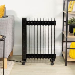 Zanussi 2300W Oil Filled Radiator Heater – 11 Fin, Remote, Black, 24h Timer