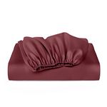 Cosy House Collection Luxury Bamboo Fitted Sheet - University Dorm Room Essentials - Bamboo Viscose Blend - Fade & Stain Resistant - Deep Pocket, Silky Soft & Breathable (Single, Burgundy)