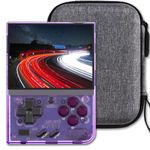 Miyoo Mini Plus Handheld Game Console 3.5 in Portable Retro Video Games Consoles Rechargeable Hand Held Classic System Purple Transparent 64GB