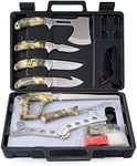 GVDV Hunting Knife Set - Deer Hunting Gear Butcher Knife Set, Portable Field Dressing Kit Butcher Game Processor Set, Hunting Knife for Men,14 Pieces