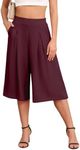 DILIUXING Women's Wide Leg Lounge Capri Pants with Pockets Lightweight High Waisted Loose Trouser, Rustred, XX-Large