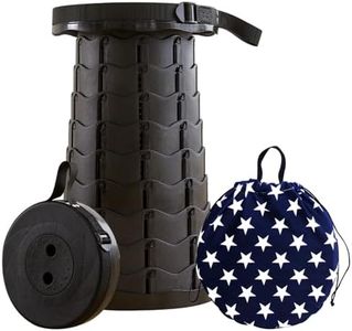 Portable Telescoping Stool with Storage Bag, Adjustable Height Camping Folding Camp Stool, Collapsible Stools Max Load 440lbs, Portable Folding Stool for Indoor Outdoor Hiking Fishing Travel (Black)