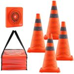 VEVOR Safety Cones, 4 Pack 18 inch Collapsible Traffic Cones, Construction Cones with Reflective Collars, Wide Base and A Storage Bag, for Traffic Control, Driving Training, Parking Lots