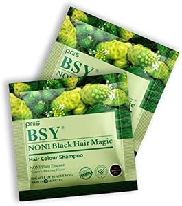 BSY Noni Black Hair Magic (12ml X 20 Sachets) | Hair Dye | Hair Shampoo |100% Ammonia Free | Anti Hair fall Hair Color |Fruit based Hair Color Shampoo| 5 minutes hair color | noni hair color