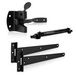 XFORT Premier Auto Gate Latch Black Pack, Complete with 300mm T-Hinges & 8" Gate Spring, Weather Resistant Garden Gate Kit, Auto Gate Latch Set, Gate Fitting Kit Ideal for External Wooden Garden Gates