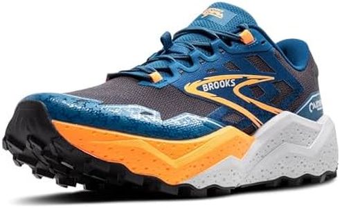 Brooks Men’s Caldera 7 Trail Running Shoe - Ebony/Blue Sapphire/Orange - 9.5 Medium