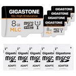 [MLC 10x High Endurance] Gigastone 8GB 5-Pack MLC Micro SD Card, 10x High Endurance 4K Video Recording, Security Cam, Dash Cam, Surveillance Cam Compatible 85MB/s, C10