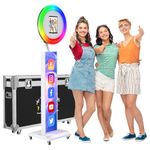 JIYANG Portable Photo Booth Compatible with Any Ipad,Photo Booth Stand Shell with ChackTok PhotoBooth VIP Member and Flight Case,Free Custom Logo,Perfect for Parties,Wedding and Events(White)