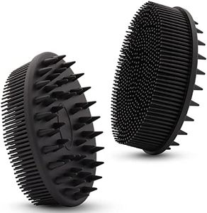 Upgrade Silicone Body Scrubber and Hair Shampoo Brush, All in One, Premium Silicone Loofah, Exfoliating Body Brush, Shower Scrubber for Body, Scalp Massager for Women, Men, Pet