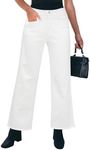 GRAPENT Womens White Jeans White High Waisted Pants White Wide Leg Jeans Women Wide Leg Pants Wide Leg Pants Women Jeans Trousers for Women High Waisted Cream White Size Large US Size 12 to Size 14