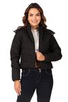 Brazo Latest Full Sleeve Crop Puffer Winter Jacket For Women and Winter Jacket for Girl. Sweater Jacket/Fur Jacket/Water Resistant Jacket for Woman with Hood for keep you warm (L, Black)