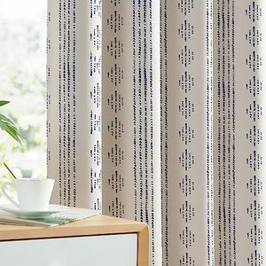 Vangao Boho Blackout Curtains 63 Inch Length for Bedroom Living Room Geometric Print Room Darkening Thermal Insulated Grommet Top Window Drapes 2 Panels Blue on Beige