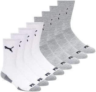 PUMA Men's 8 Pack Crew Socks, White, 10-13