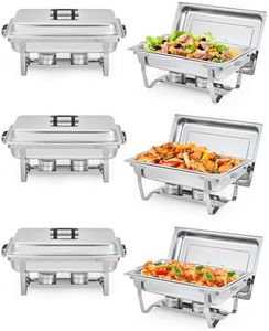 Garvee Chafing Dish Buffet Set 6 Pack, 8QT Buffet Servers and Warmers Set with Lid & Foldable Frame, Rectangular Stainless Steel Chafer Food Warmer for Parties Wedding Catering Supplies, Silver