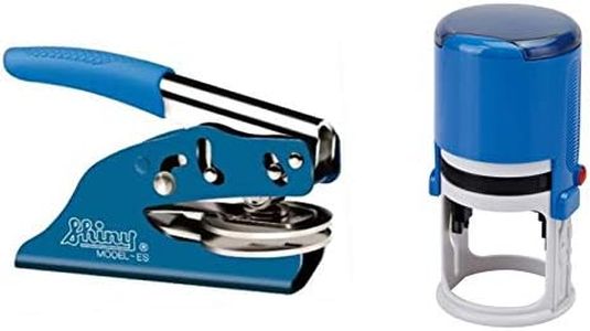 South Carolina Notary Seal Embosser Bundle with Round Self Inking Stamp | (Blue, 2-Items)