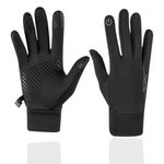 PROBEROS Winter Riding Gloves Thermal Liner Nylon Riding Gloves Touch Screen Warm Gloves Anti-Slip Riding Gloves Fashion Unisex Thermal Outdoor Gloves For Running, Cycling, Hiking, L, Black