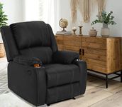 Lezino Single Seater Motorized Electric Recliner Chair in Faux Leather with Steel Cupholders (Motorized Recliner, Black)