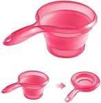 Folding Water Ladle Collapsible Spoon Collapsible Scoop Cup Material Thicken Great for Bathing Kitchen Ladles Bathroom Hair Washing Water Scoop (Pink)