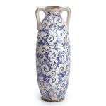 VICTOR & TERESA Blue and White Floor Vase for Pampas Grass, 13.8'' Tall Vase for Home Decor, Ceramic Farmhouse Decorative Large Vases for Flower, Mantel, Living Room, Shelf, Centerpieces, Gift for Mom