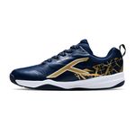 Hundred Blade Pro Non Marking Badminton Shoes | Also Perfect for Squash, Table Tennis, Volleyball, Basketball & Indoor Sports | Lightweight & Durable (Navy/Gold;8 UK)