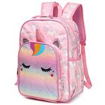 VASCHY 11.5L Lightweight Backpack for Boys Girls Water Resistant Backpack with Reflective Chest Strap with Elastic Bottle Pockets for Kindergarten, Glitter Unicorn, Taille unique, daypack backpack