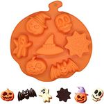 Halloween Silicone Moulds, Halloween Chocolate Mould Silicone Pumpkin Witch Hat Ghost Skull Bat Shape Molds DIY Baking Mould for Halloween Party