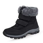 DRECAGE Winter Ankle Snow Boots with Warm Fur Lining Waterproof Women Warm Hiking Booties Anti Slip Shoes Black UK 5 EU 38