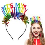 CHEERYMAGIC Birthday Headband, Colorful It's My Birthday Headband, Girls Sequin Happy Birthday Crown Tiara Party Hats Hair Accessories Gifts Birthday Party Decorations A9CSLHFG