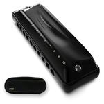 JDR Harmonica Key of Paddy C Ninja, Blues Mini Harp 10 Holes 20 Tones Musical with Protective Case for Adults Kids Beginners Professional Musician Folk Standard Diatonic Mouth Organ Gift Black