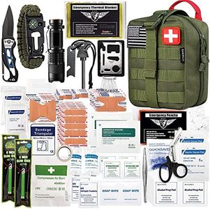 EVERLIT 250 Pieces Survival First Aid Kit IFAK EMT Molle Pouch Survival Kit Outdoor Gear Emergency Kits Trauma Bag for Camping Boat Hunting Hiking Home Car Earthquake and Adventures Od Green