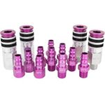 Colorfit by Milton Coupler & Plug Kit (V-Style/High-flow) with Rubber Bumpers – 1/4" NPT Quick Connect Hose Fittings for Air Tools & Compressors - 14-Piece
