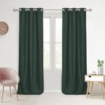 Sherwood Home 100% Faux Linen Material Blockout Eyelet Curtain Style Pair of Curtains Effectively Blocks Out Unwanted Light Luxurious and Versatile Easy to Install Suit Any Room Forest Green 135x223cm