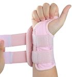 Carpal Tunnel Wrist Brace, Adjustable Wrist Support Brace, Night Wrist Sleep Supports Splints Arm Stabilizer (Right Hand, S/M, Pink)