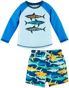 Mud Pie Boys Rash Guard & Swim Set, Shark, Medium | 2T-3T