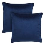 Amazon Brand - Umi Velvet Decorative Cushion Cover 18x18 Inch - Set of 2, Soft Solid Square Throw Pillow Covers for Sofa, Living Room or Home Decor - 45x45 cm in Blue Color