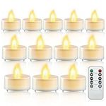 cimetech 12PCs Led Tea Lights with Timer, Electric Flickering Battery Operated Led Candles Tea Lights with Remote Control for Home, Room, Table, Halloween, Christmas Decoration