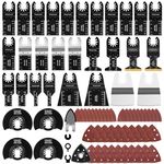 Vtopmart 114 Pcs Oscillating Tool Accessories Kit, Multitool Blade Set for Wood & Metal with Sandpaper Pads, Universal Oscillating Saw Blades Compatible with Bosch, DeWalt, Makita, Dremel and more