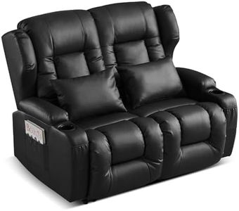 SAMERY 54.2" RV Loveseat Recliner Sofa, Manual Recliner Loveseat RV Sofa Home Theater Seating with Arm, Cup Holders and Side Pocket for Living Room/Office/Apartment