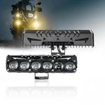 AutoBizarre Car Motorcycle 12V Headlight Led Projector Lamp Dual Color Yellow White Fog Light Metal Body Spotlight Universal for All Bikes Cars SUVs etc. (6 LED, 1 Pc)