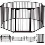 Inspirer Studio 5,6,8 Panel Heavy Duty Metal Gate Pet Fence Safe Playpen Barrier (Black, 8 Panel)